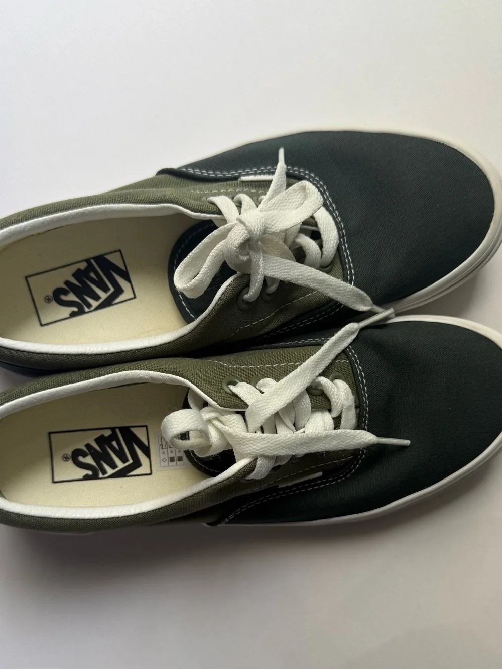 Vans Olive and Dark Green Low-Top Canvas Sneakers